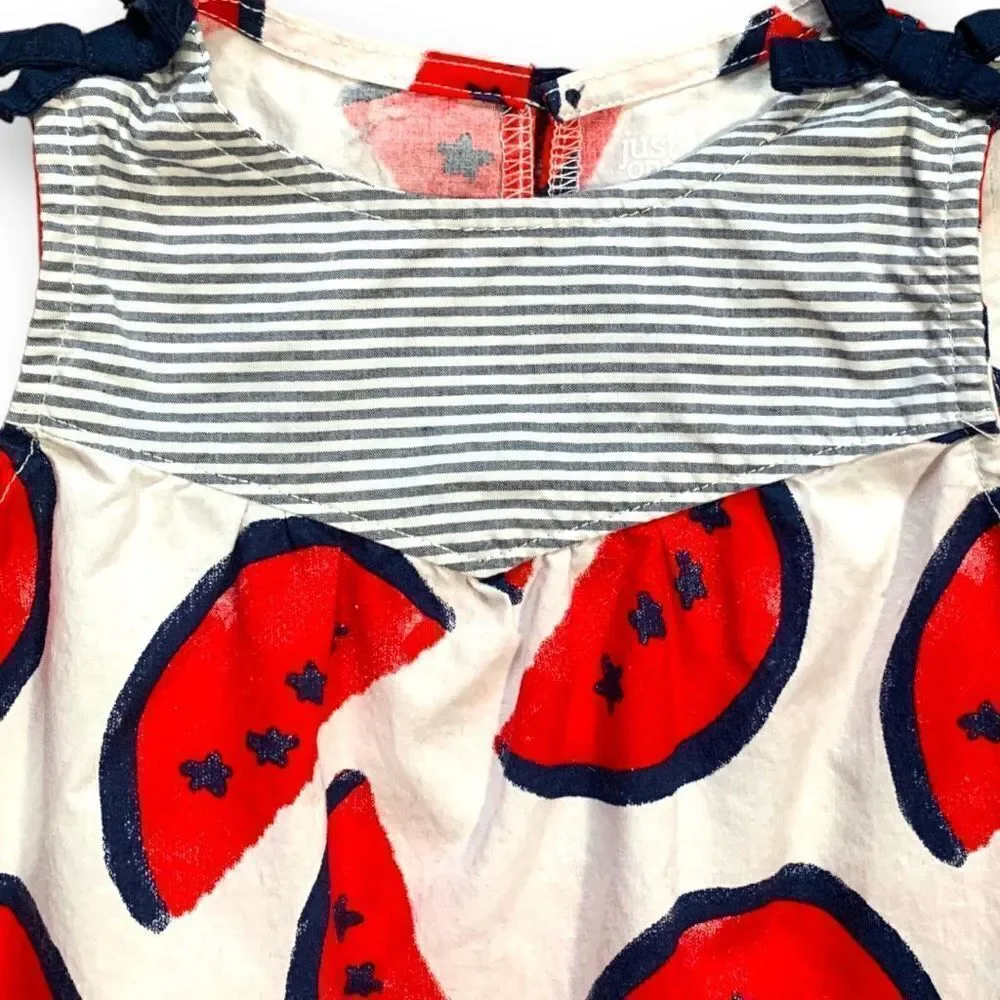 Just One You By Carters One Piece Romper Patriotic Red Watermelon Star Print